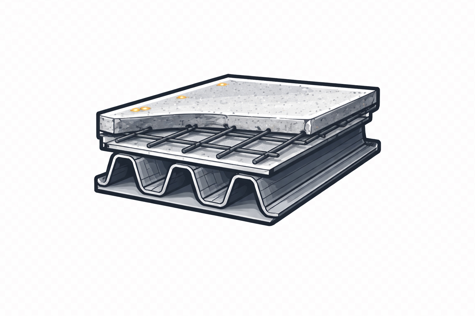 Schéma isolation projetée sur plancher collaborant